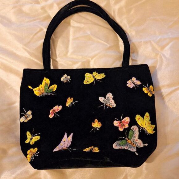 Shiraleah Velvet Embroidered Butterfly Bag - Picture 1 of 2